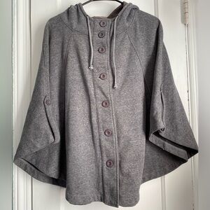 Logix Women’s Hooded Short Lining Cape Poncho Front Buttons, Size Large